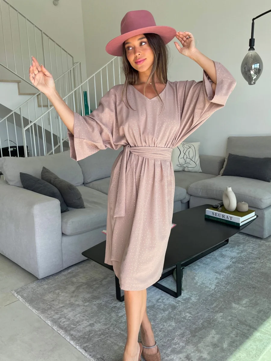 916F7AF9-66B6-4BC8-B5AC-886607D04D72 שמלת ליסה בז' – תמונה 1