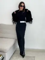 ⁦חצאית אריאנה שחור⁩ – תמונה ⁦3⁩