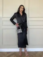 Odeya Wrap Dress - Black - Image 3