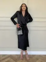Odeya Wrap Dress - Black - Image 2