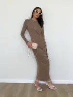 Michaela Dress - Brown - Image 2