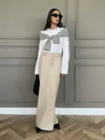 Leather Skirt - Cream