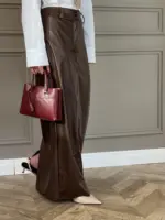 Leather Skirt - Brown - Image 4