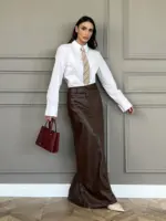 Leather Skirt - Brown