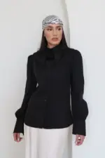 Buttoned Top - Black - Image 2