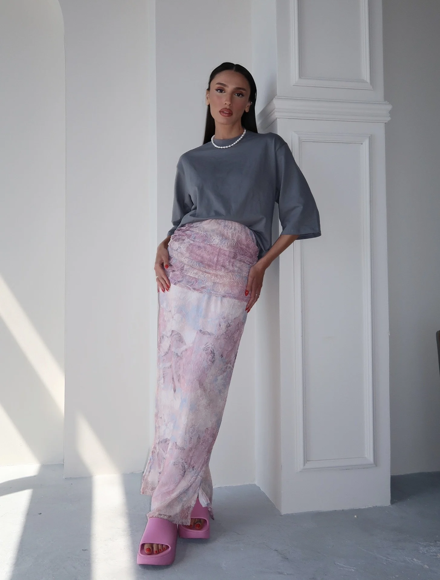 IMG_4382 Lace Skirt - Pink Blue - Image 1
