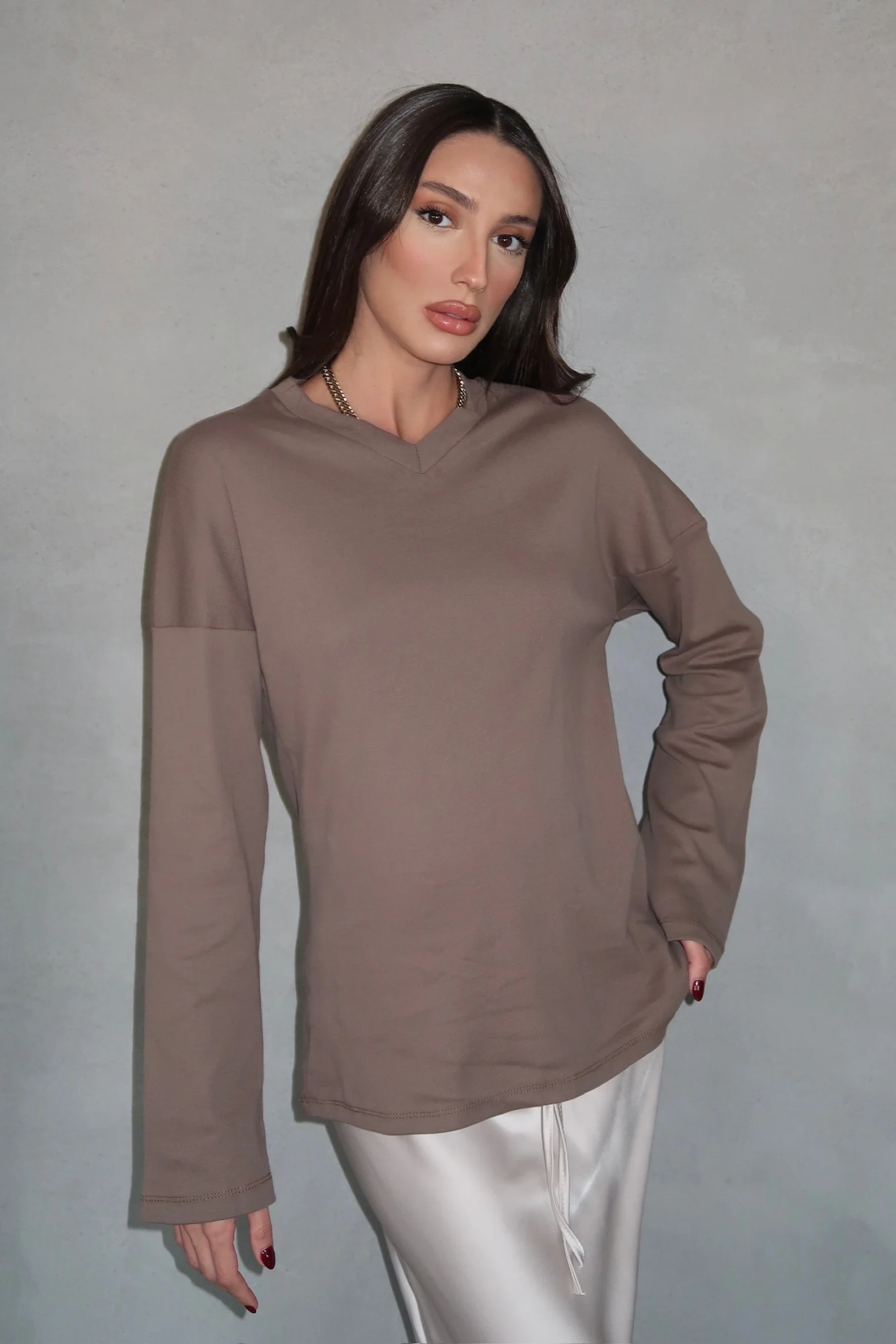 IMG_7870 V T-Shirt - Brown - Image 1