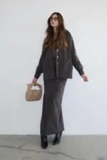 ⁦חליפת קורדרוי אפור⁩ – תמונה ⁦4⁩
