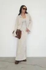 Striped Suit - Cream