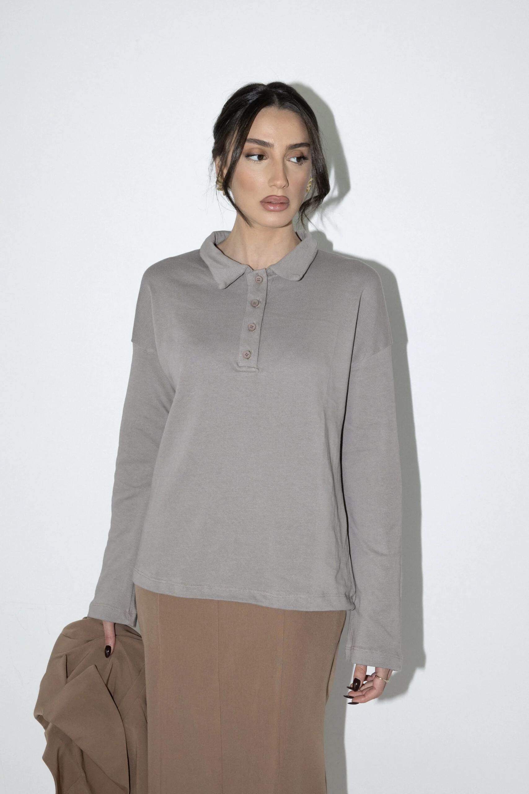 IMG_5441 Polo Top - Light Gray - Image 1