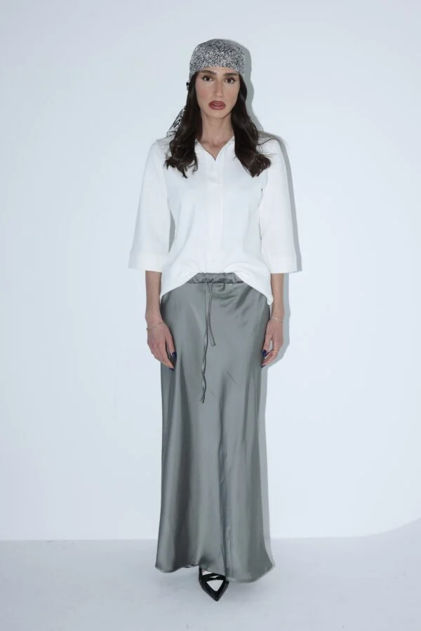 חצאית מורגן ירוק מטאלי