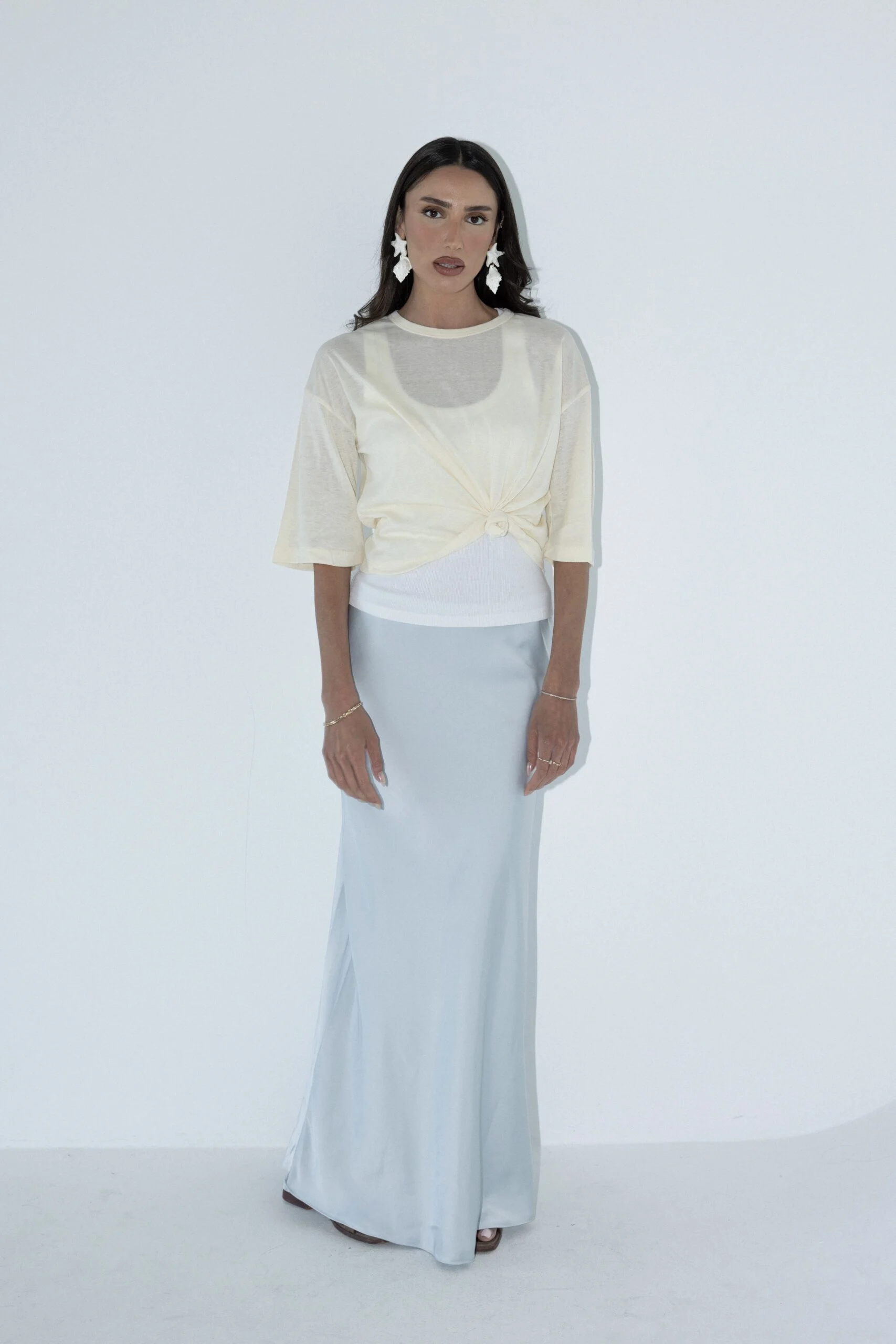 חצאית-סאטן-תכלת_1 Satin Skirt - Blue - Image 1
