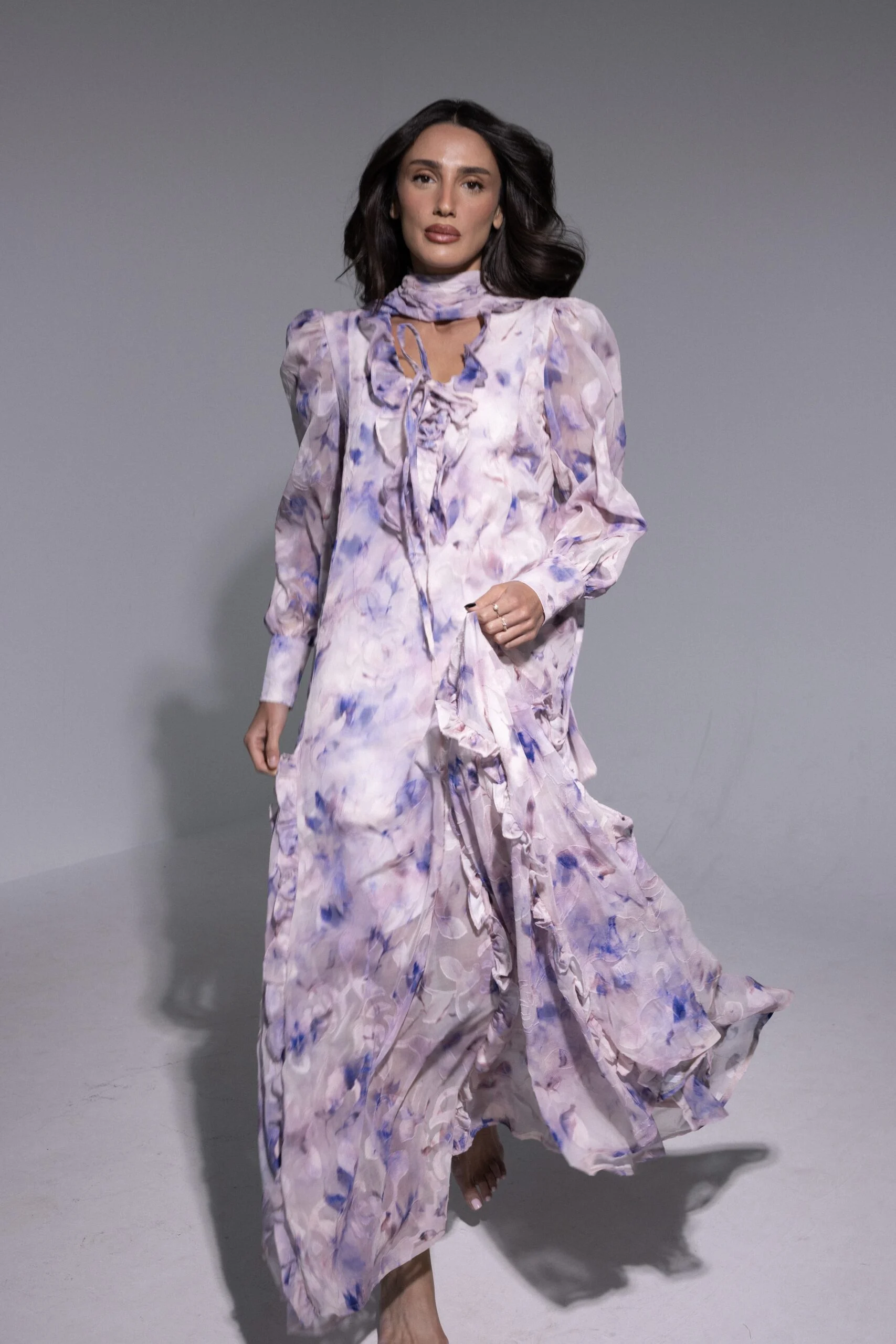 שמלת שיפון סגול לילך_4 Chiffon Dress - Purple Lilac - Image 1