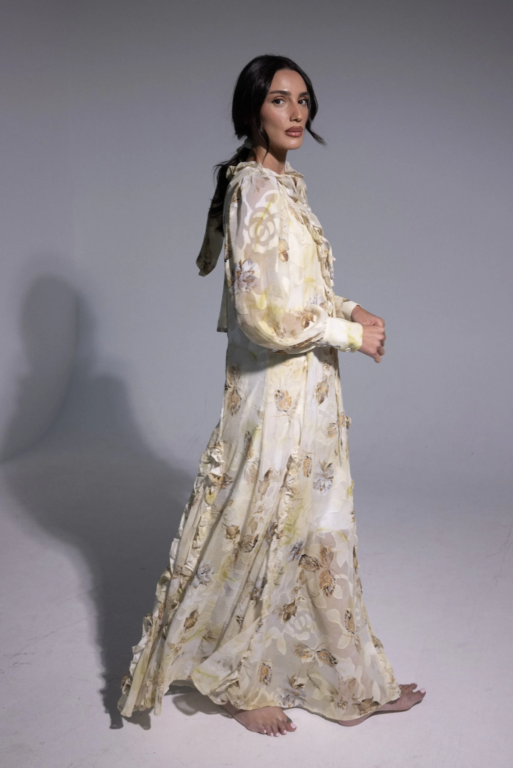 שמלת שיפון צהוב בהיר_1 Dress - Light Yellow - Image 1