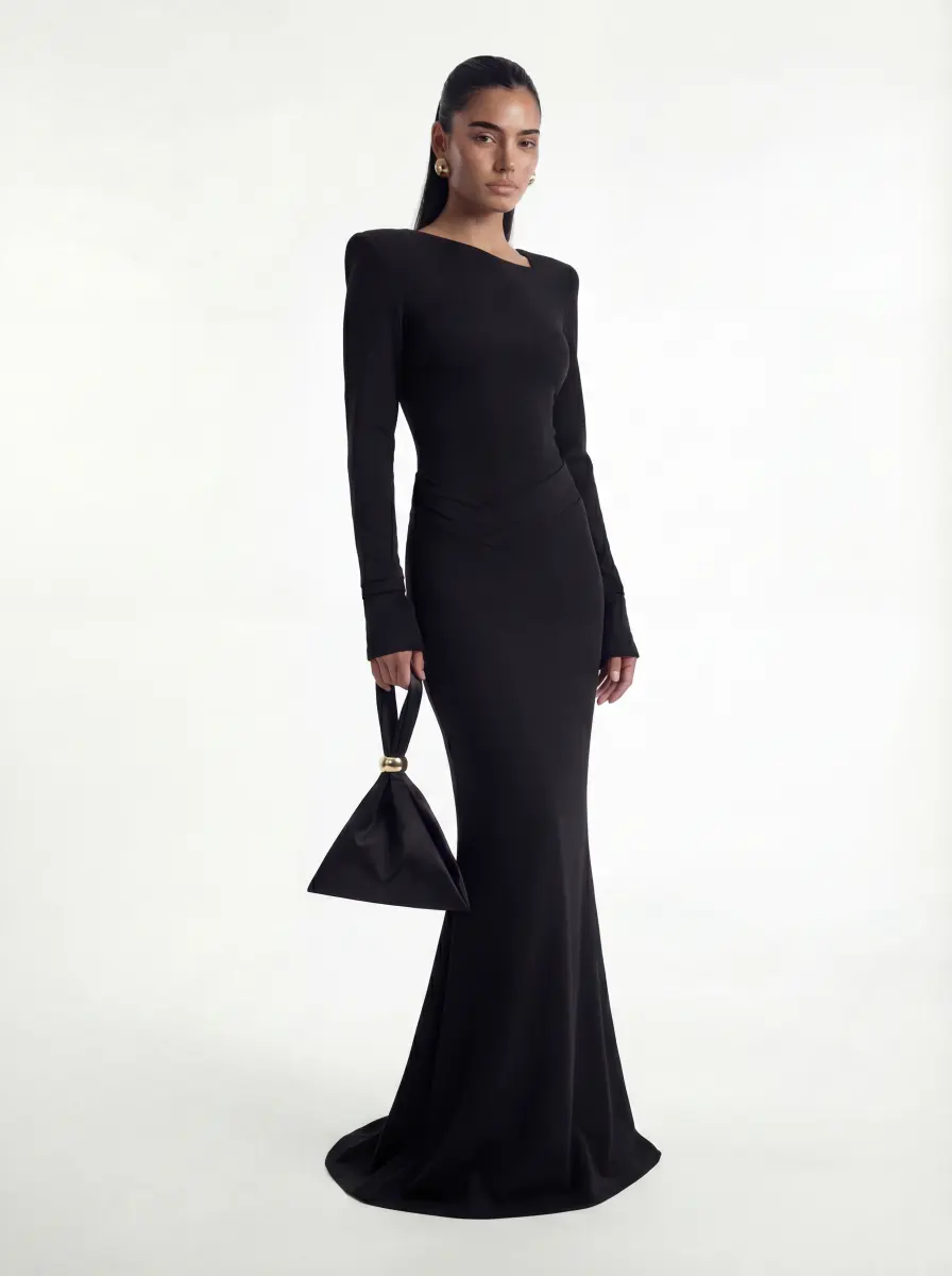 שמלת שפיץ שחור (1) Spitz Dress - Black - Image 1